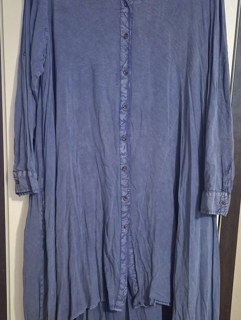 Ashley Stewart Indigo Button-Front Shirt dress